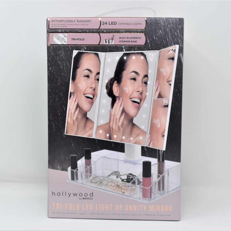 Vivitar Hollywood Tri-Fold LED Light Up Vanity Mirror 24 LED Dimmable Lights MR2047-WHT
