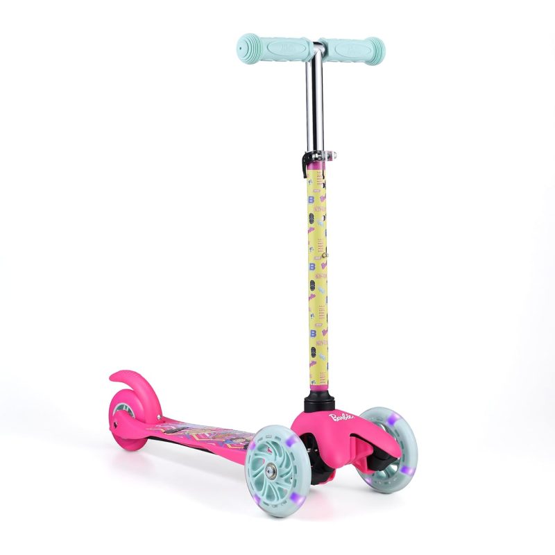BARBIE AST487059-PNK TILT/ TURN SCOOTER LIGHT UP WHEEL ADJUSTABLE HANDLEBAR (3 Wheel Scooter)