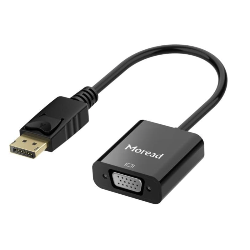 Moread DisplayPort (DP) to VGA Adapter, Gold-Plated Display Port to VGA Adapter (Male to Female) Compatible with Computer, Desktop, Laptop, PC, Monitor, Projector, HDTV - Black