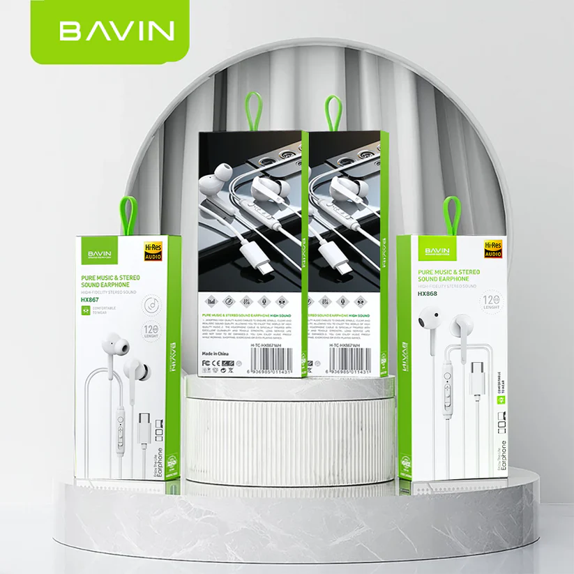 BAVIN H-C-HX868 / H-C-HX867 HiFi Audio Stereo Sound Wired Controller Earphone for Type-C Phones Tablet Laptop - Image 2