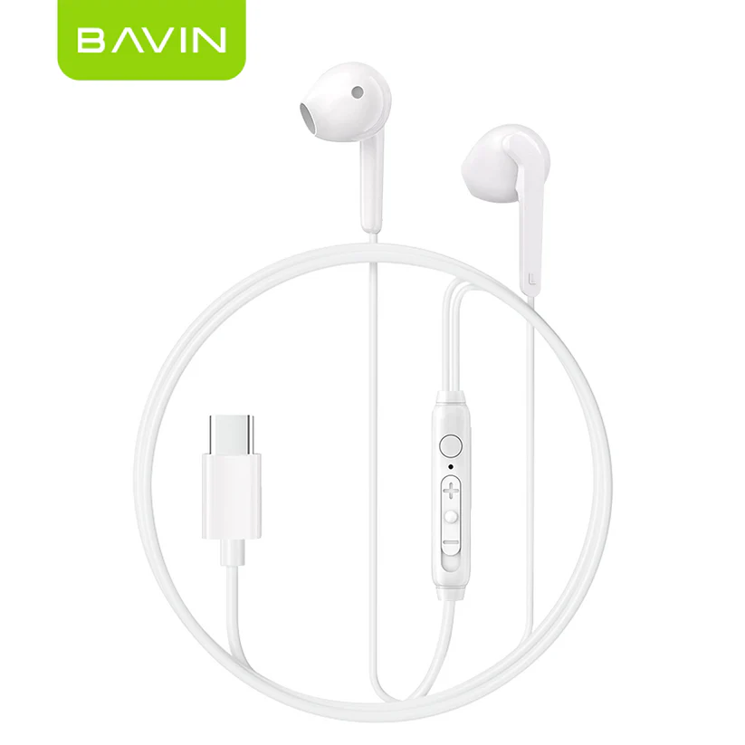 BAVIN H-C-HX868 / H-C-HX867 HiFi Audio Stereo Sound Wired Controller Earphone for Type-C Phones Tablet Laptop