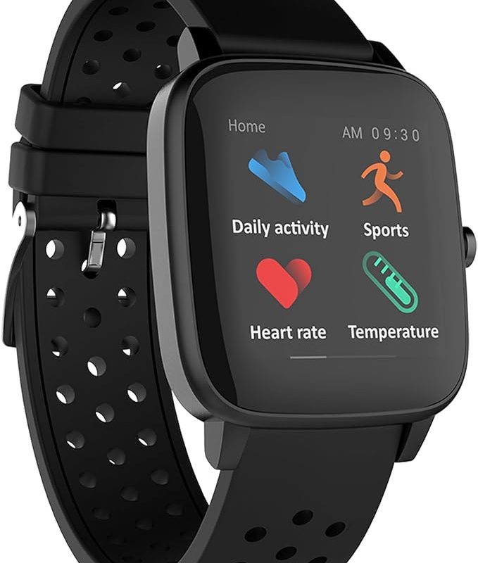 Supersonic SC-175SWT 1.4-inch HD Touch Screen Smartwatch with Body Temperature Monitor, Health Monitoring, 100+ Watch Faces, Multi-Sport Tracking, IP68 Waterproof for Android and iOS iPhone
