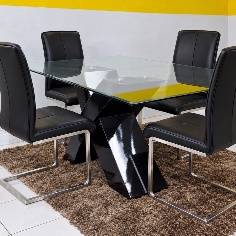 Black 5Pcs Glass Dining Set 2400/1525
