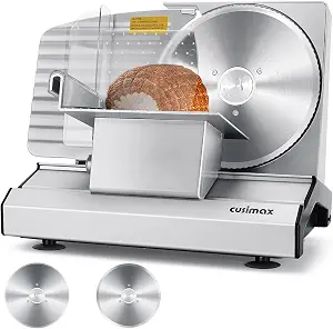 Meat Slicer,CUSIMAX Electric Deli Meat Slicer with 2 Removable 8.7''Stainless Steel Blades