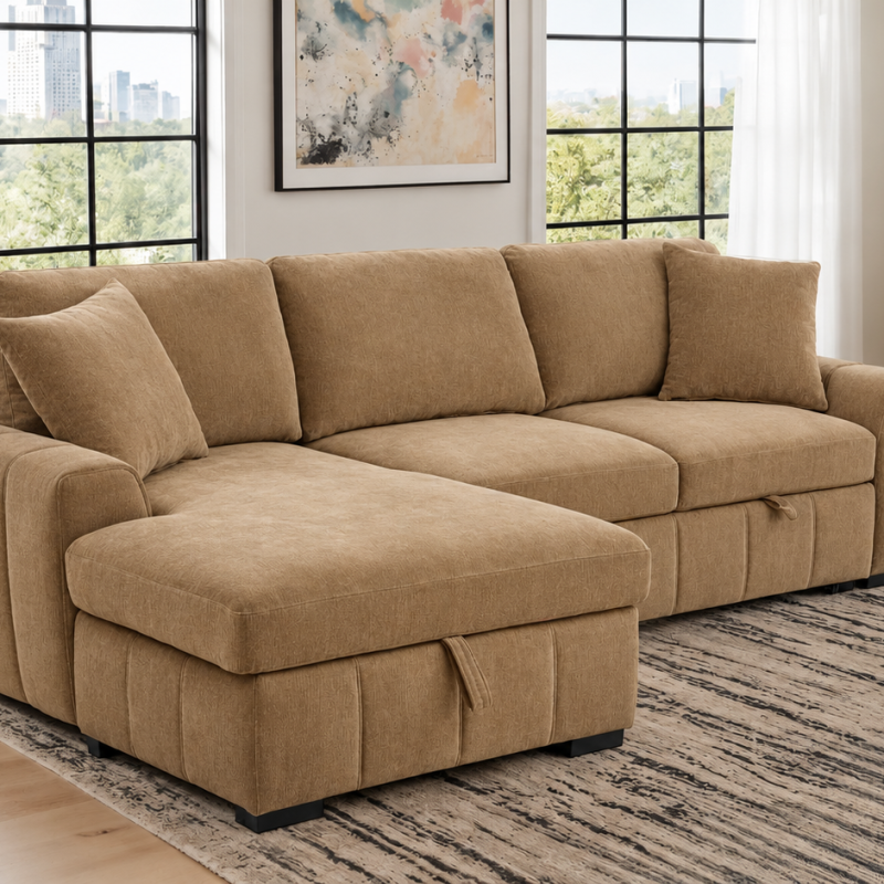Pastrami Sectional Sleeper- Caramel